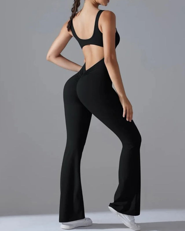 Round Neck Wide Shoulder Strap Shaping Jumpsuit