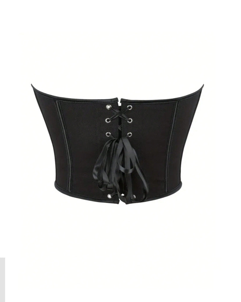 Women's Seamless Heart Neck Strapless Lace Up Crop Tube Top Corset