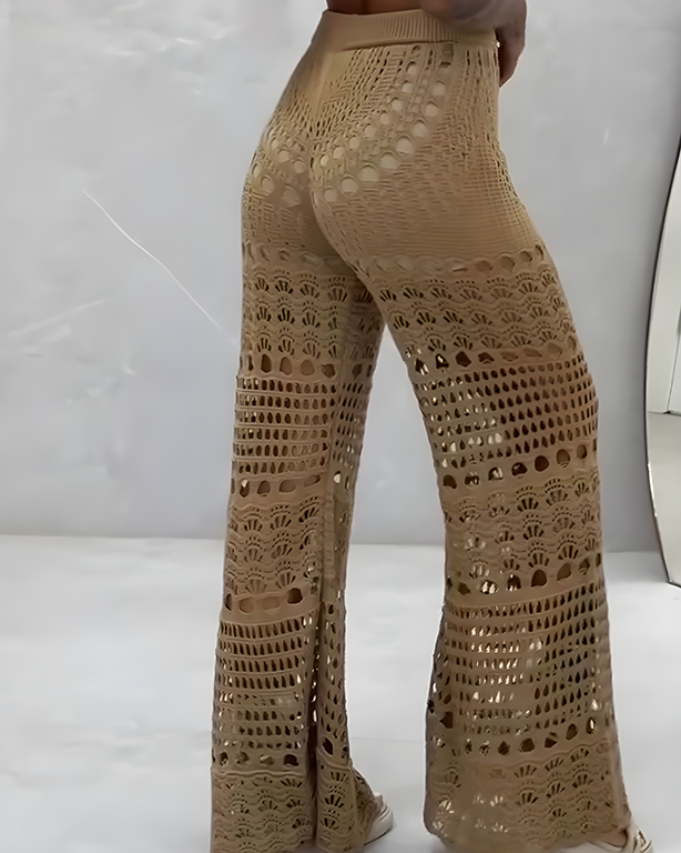 Sexy Knit Hollow Wide Leg Pants