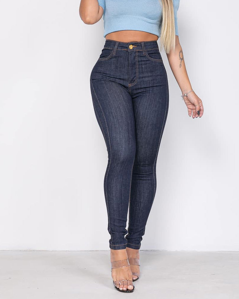 Double Side Stitched High Waisted Skinny Jeans