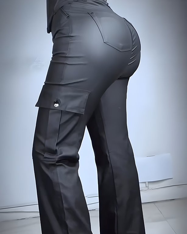 High-Waist-Cargo-Leggings aus Kunstleder