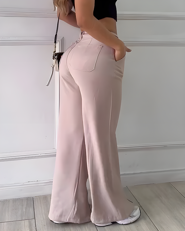 Front Slit Wide-Leg Pants