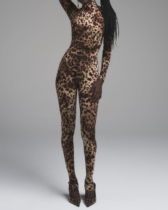 Leopard Print Long Sleeve Jumpsuit