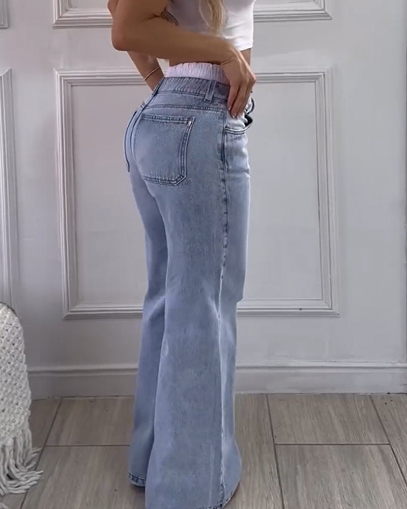 Loose Fit Jeans With Waistband