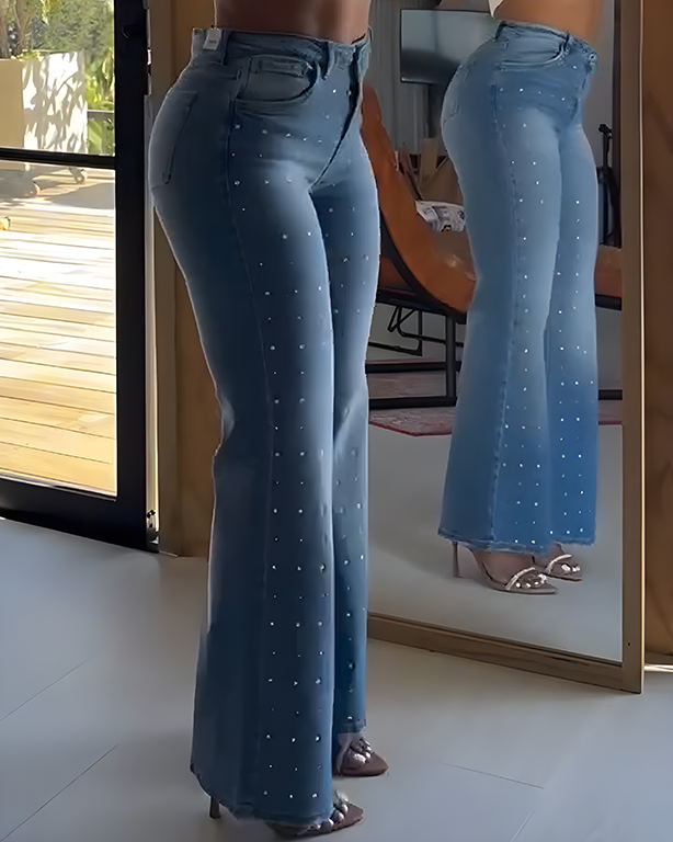 Beaded Straight Jeans