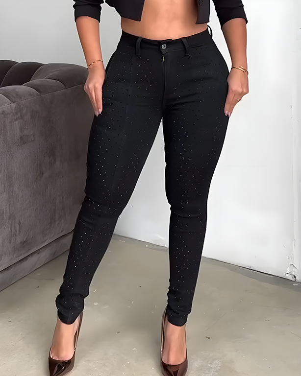 Rhinestones Skinny Jeans