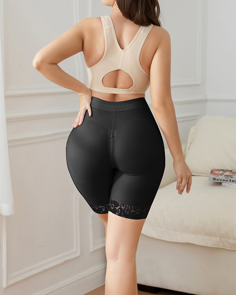 Fashion Tummy Control Butt Lifter Zipper Closure Shorts