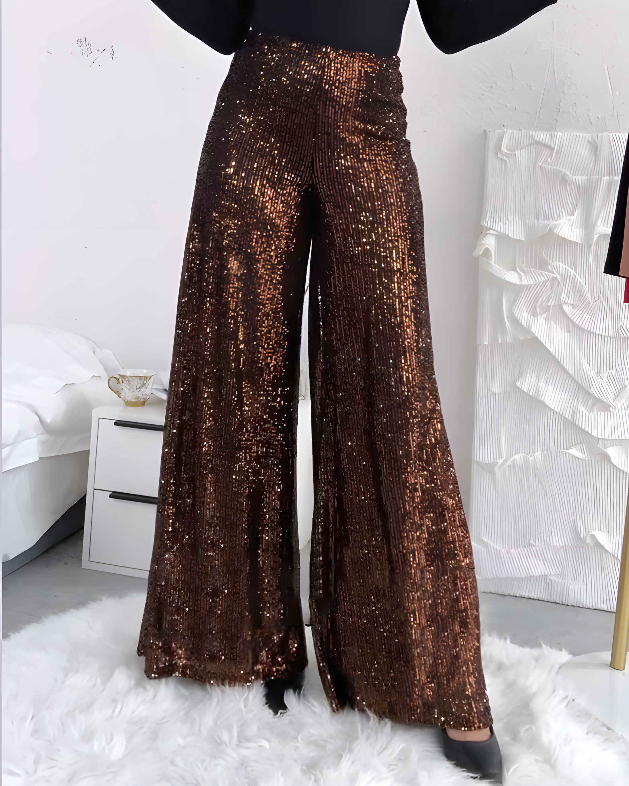 Sequined Slim Flare Pants