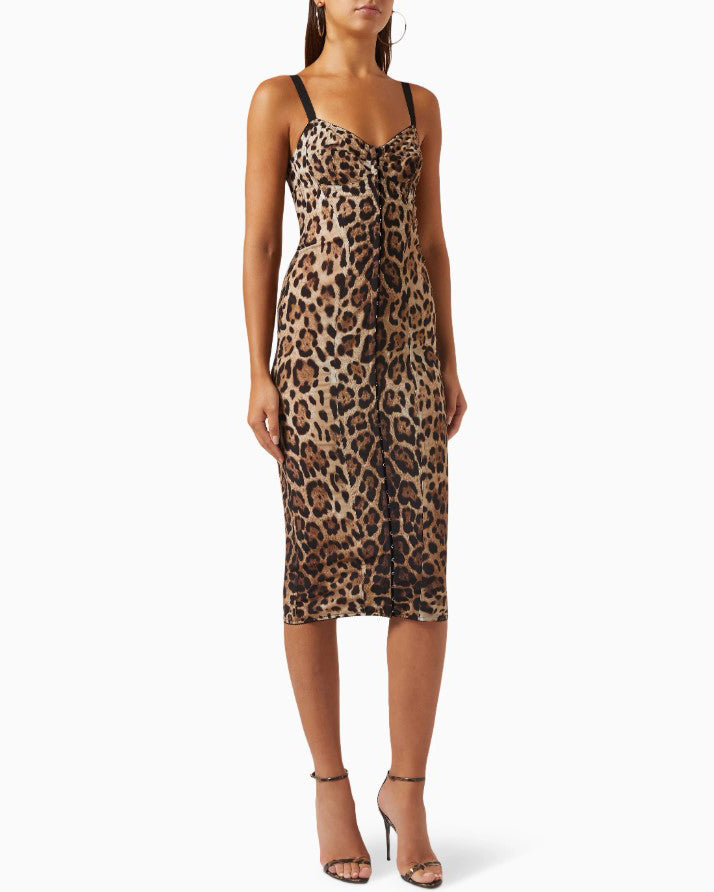 Leopard Print Hook Eye Bodycon Dress