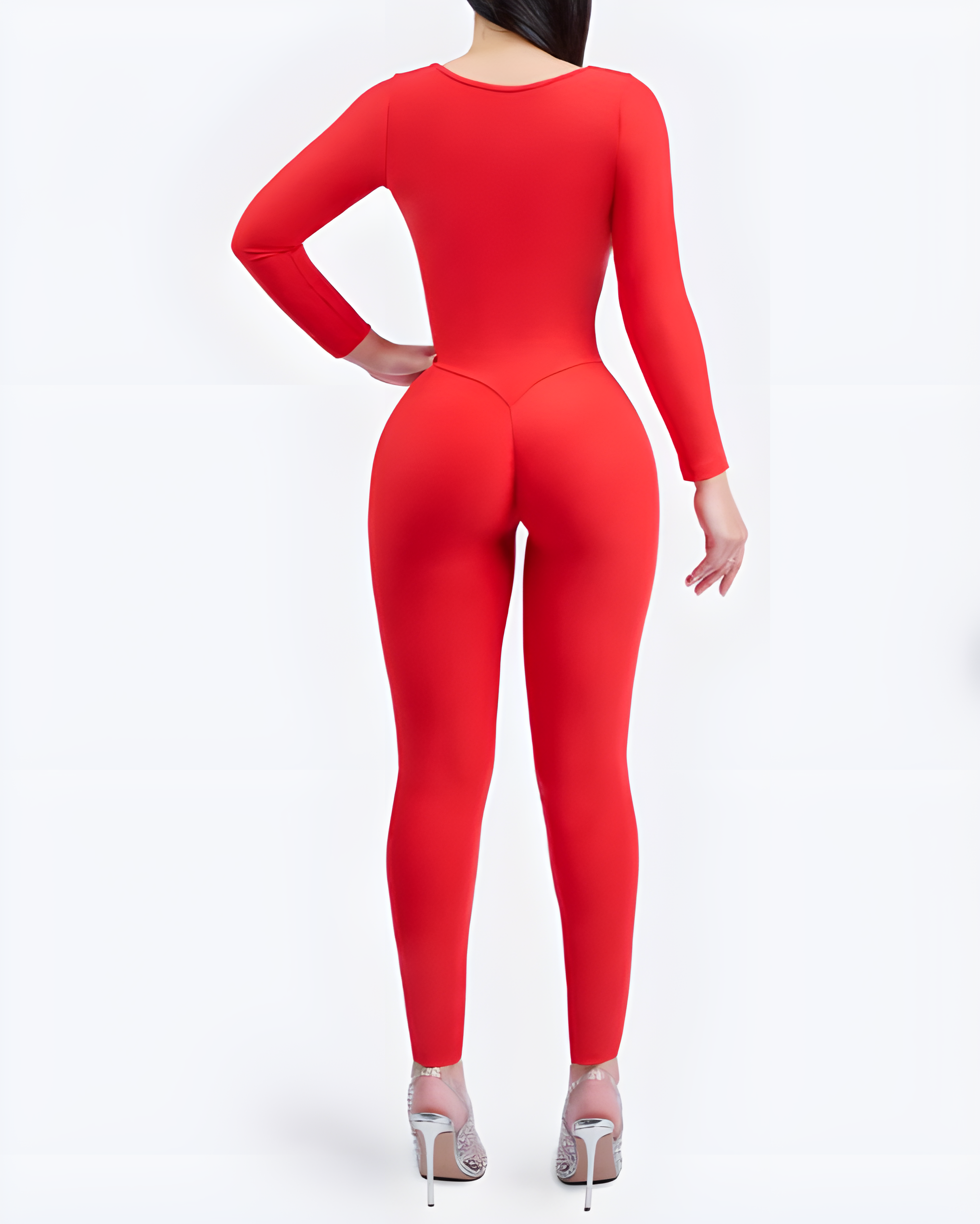 Long Sleeve Round Neck Slim Fit Shapewear Jumpsuit