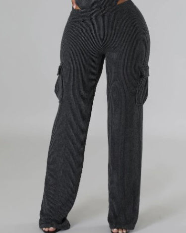 Corduroy Slim-Fit Wide-Leg Leggings with Pockets