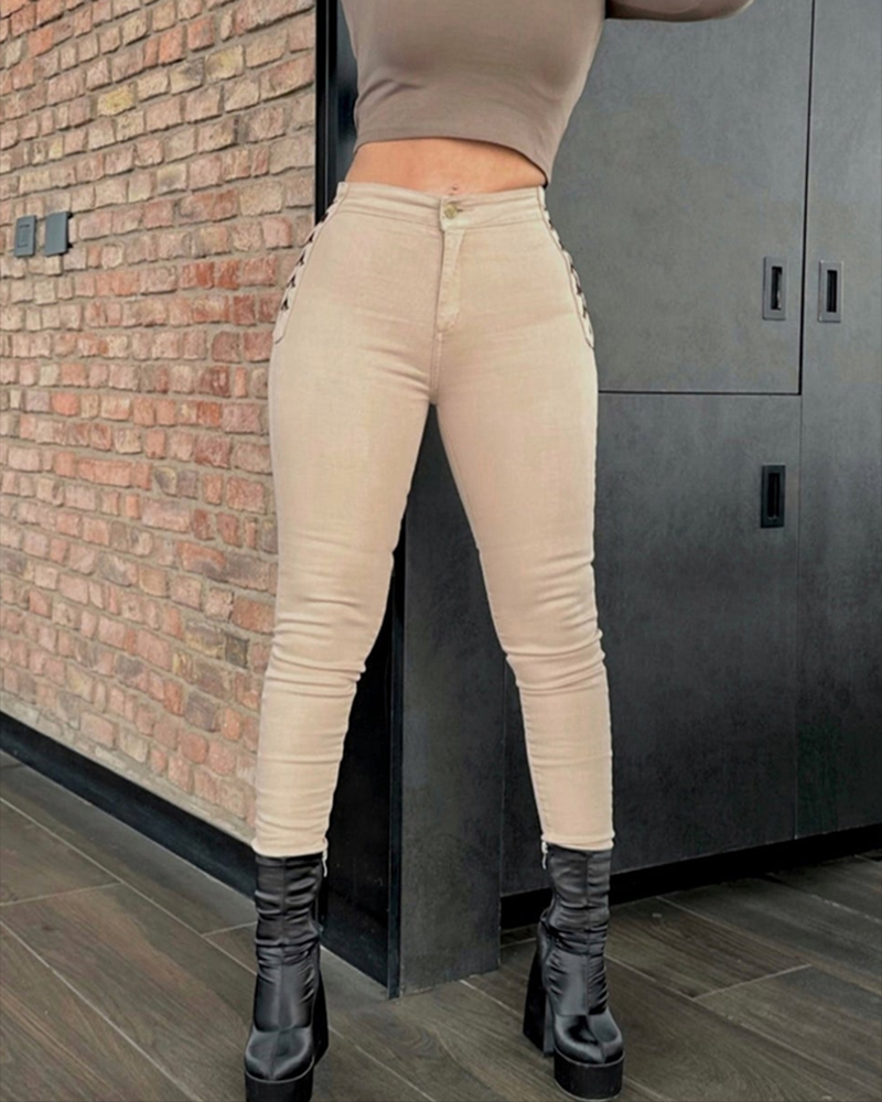 Fashion Skinny Braided Comfortable Jeans