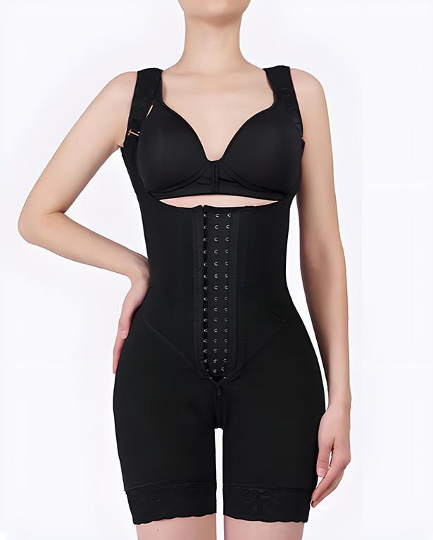 Hook-Eye Waist Control Shaping Bodysuit