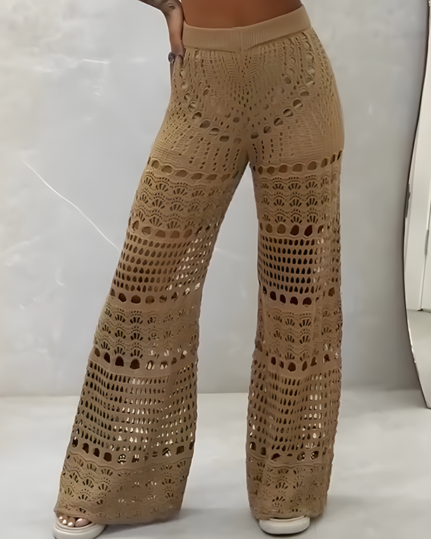 Sexy Knit Hollow Wide Leg Pants