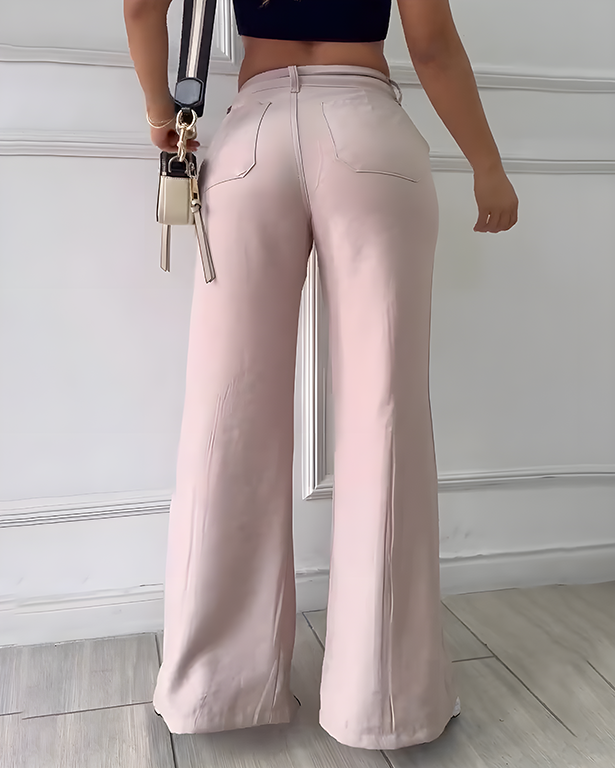 Pantalones anchos con abertura delantera