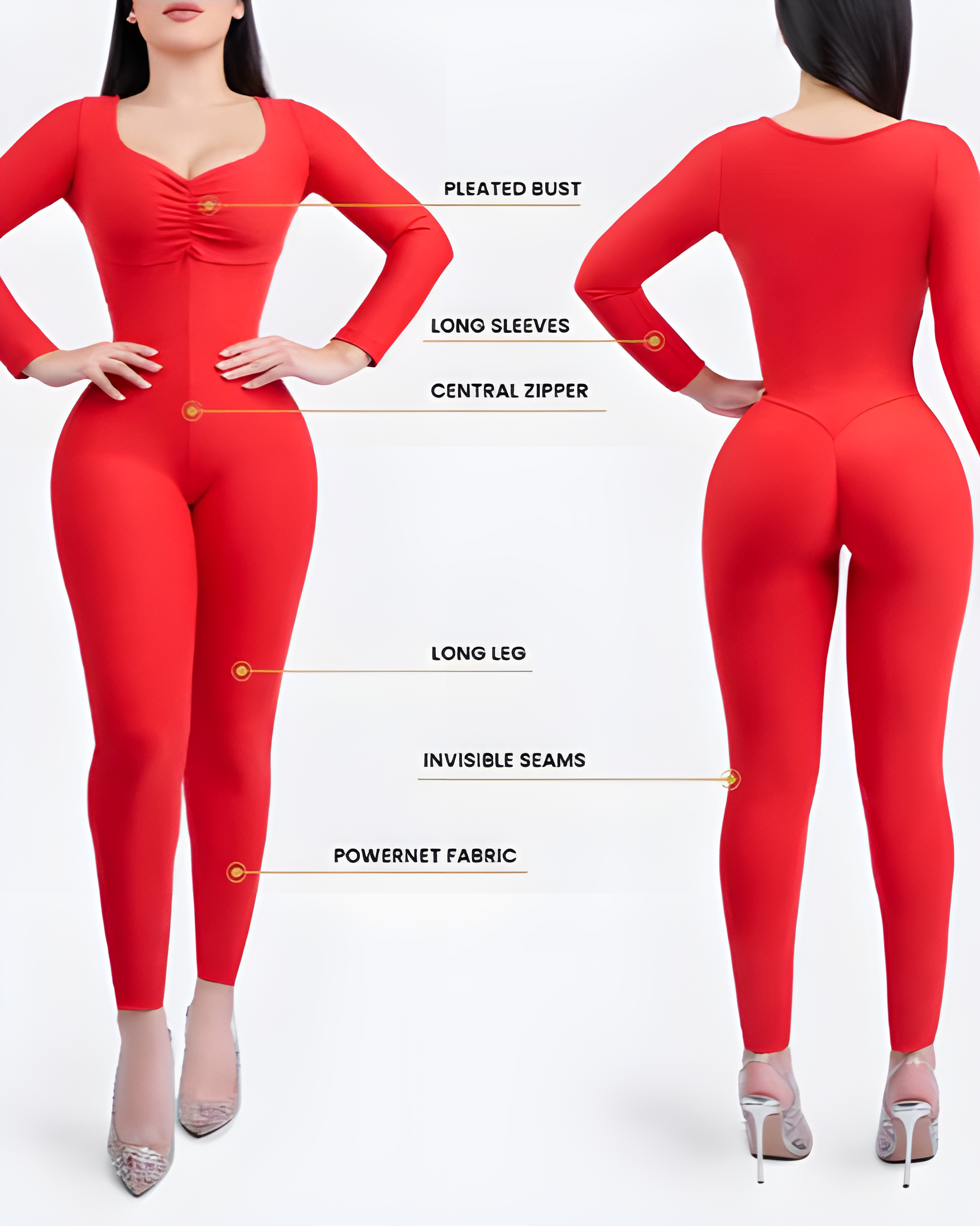 Long Sleeve Round Neck Slim Fit Shapewear Jumpsuit