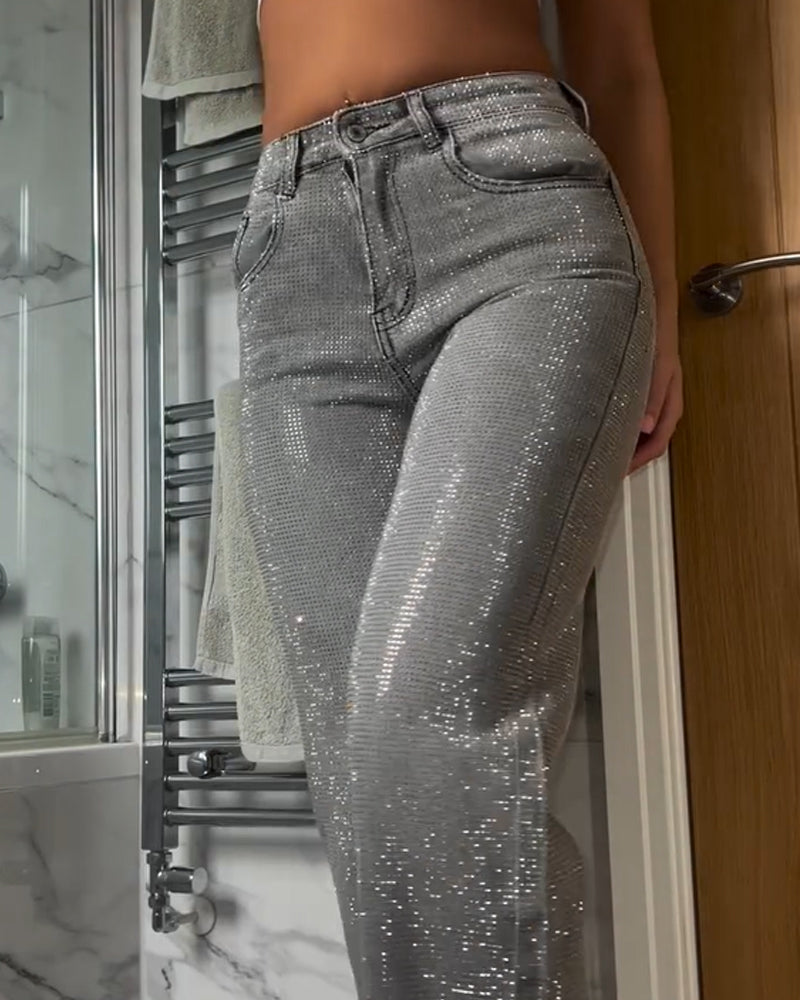 Rhinestone Baggy Jeans