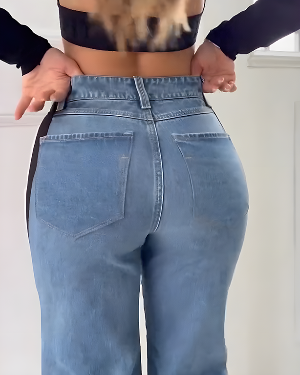 Gerade Jeans mit Einsätzen