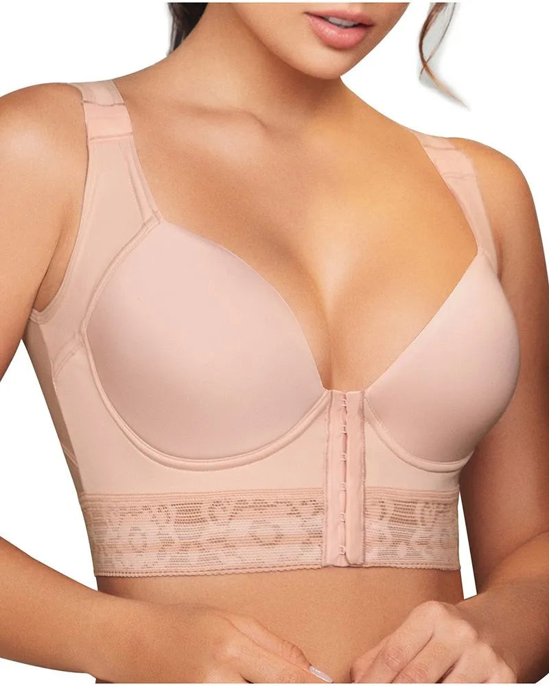 Women Back Support Front Hook Closure Full Cup Push Up Bra