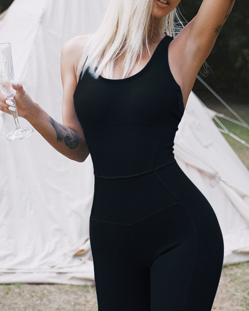 Summer One-Piece Fitness Elastic Breathable Jumpsuit