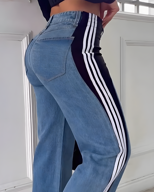 Panelled Straight Jeans