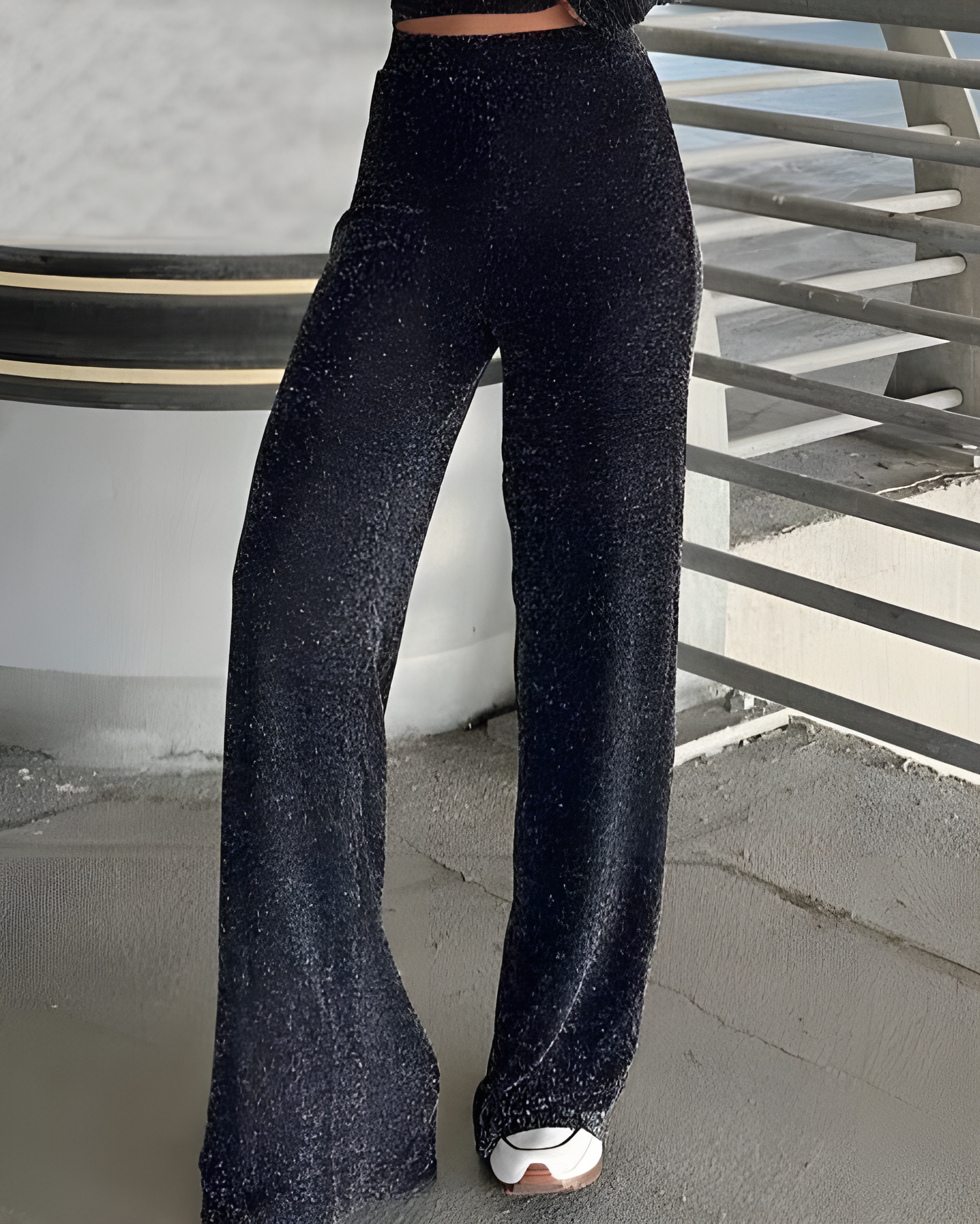 Shiny Slim Wide-Leg Pants