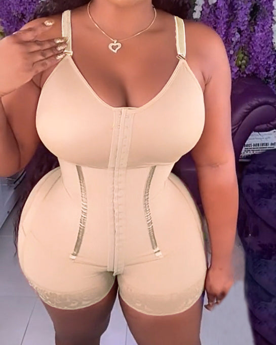 Bodyshaper mit hoher Kompression und Bauchkontrolle für Damen, Haken- und Ösenformer mit BH