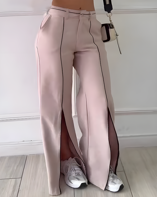 Front Slit Wide-Leg Pants