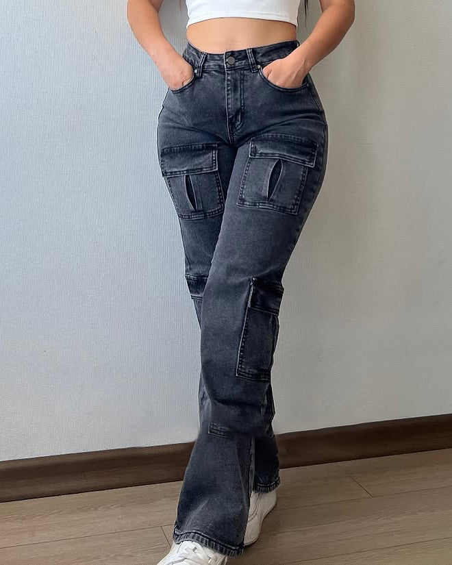 Jeans estilo cargo con múltiples bolsillos