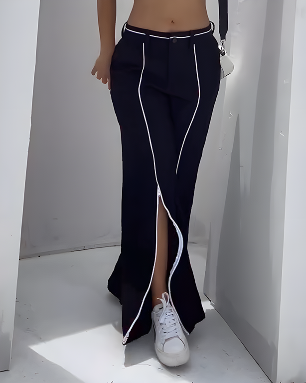 Front Slit Wide-Leg Pants