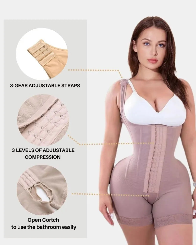 Fashion Tummy Control Double Compression Adjustable Bodysuit