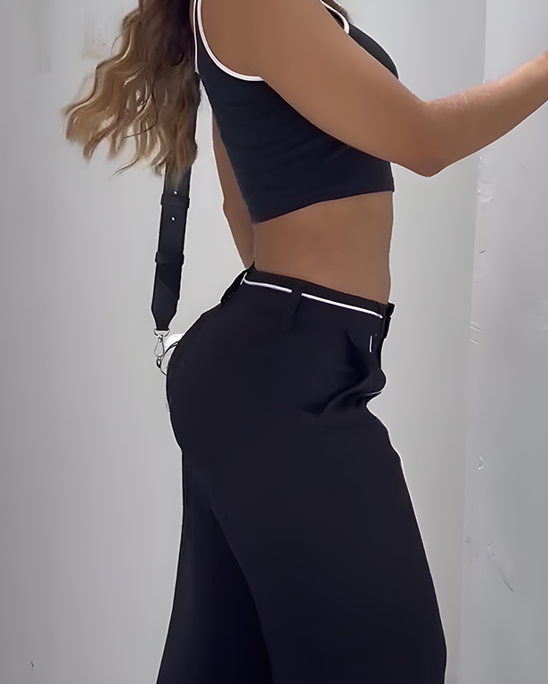 Front Slit Wide-Leg Pants