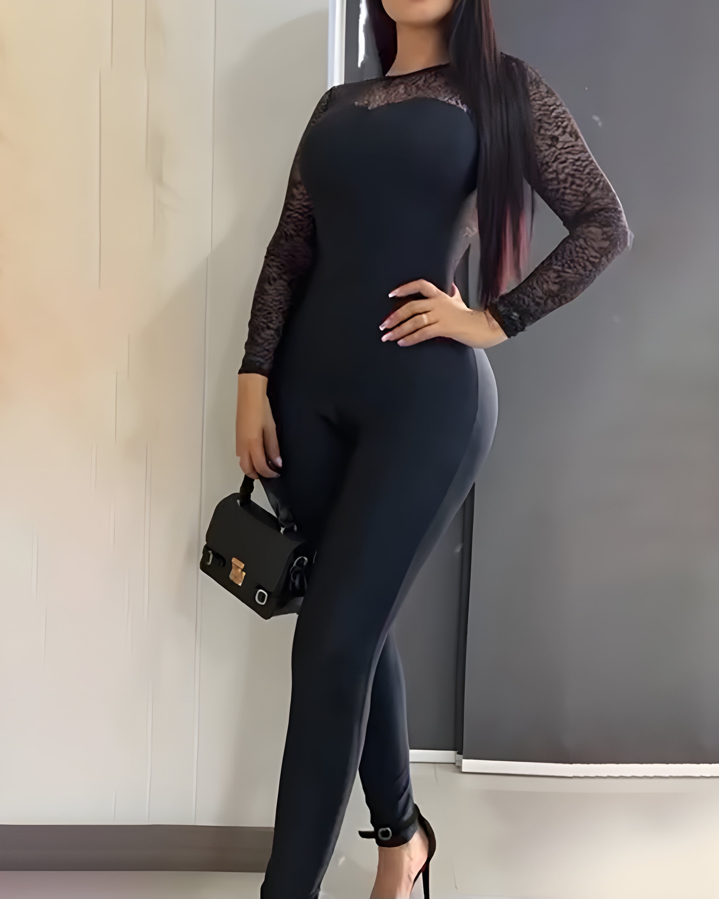 Lace Mesh Long Sleeve Shapewear Jumpsuit