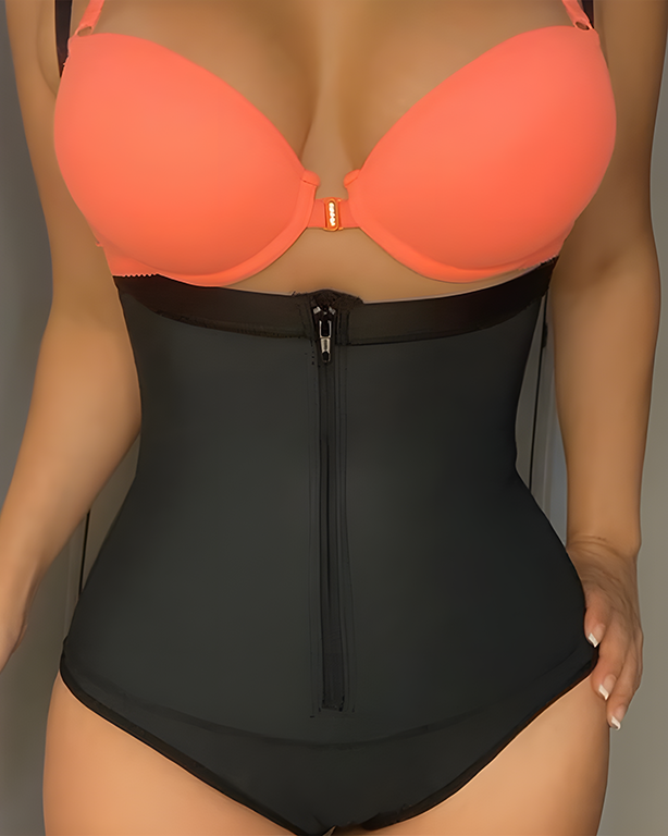 Front Zip Thong Bodysuit with Straps