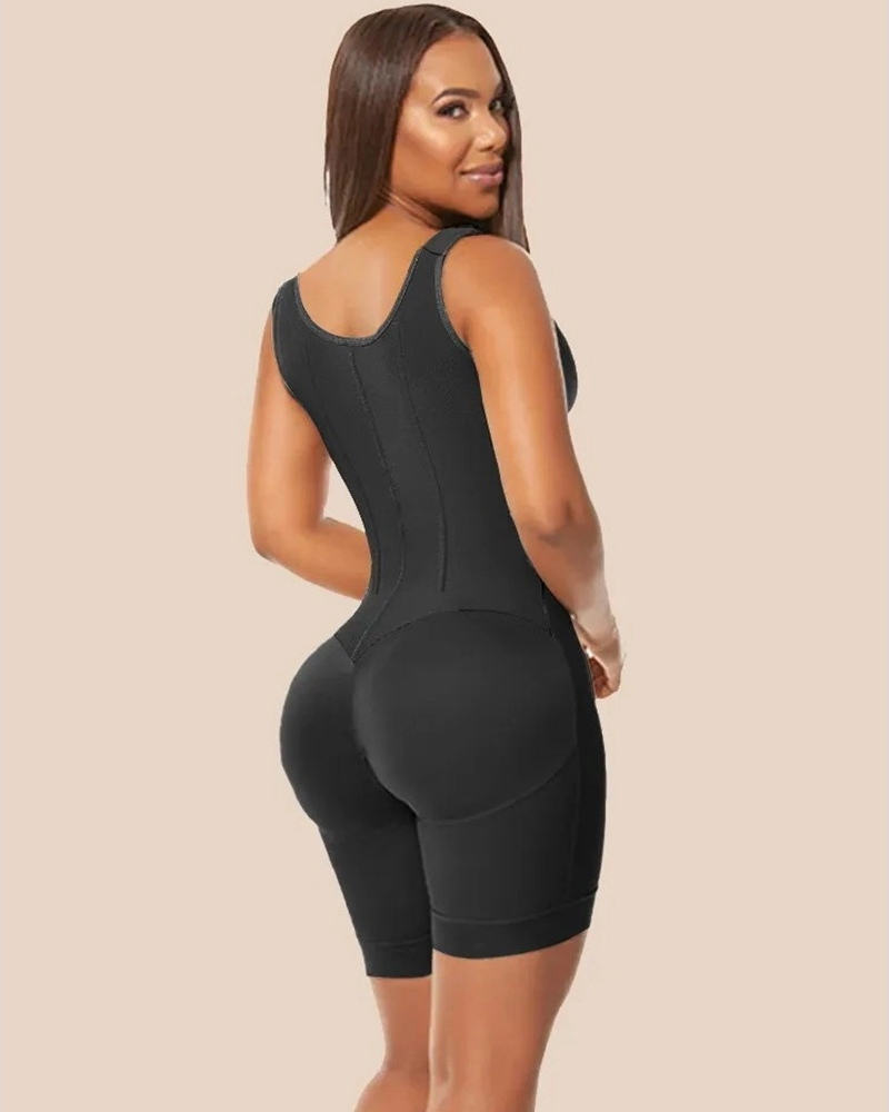 Cross Back Support Mid Length With Snap Button Shapewear