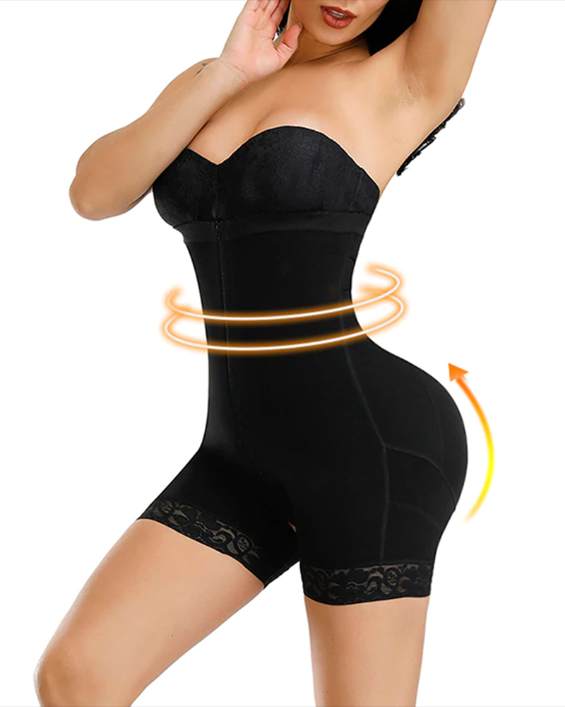 Fashion Open Bust Tummy Control Zipper Shapewear