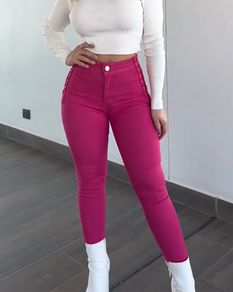 Fashion Skinny Braided Comfortable Jeans