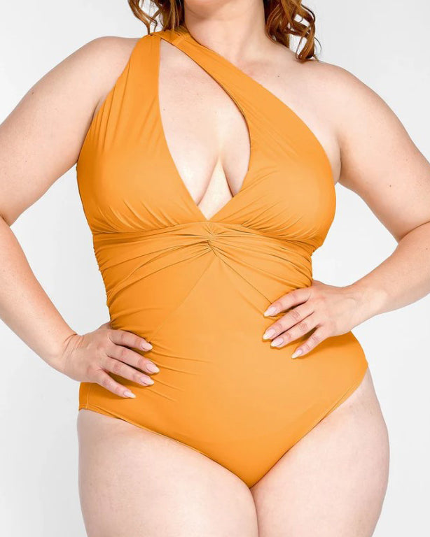 Shapewear-Bodysuit mit tiefem V-Ausschnitt und gerüschtem Tanga