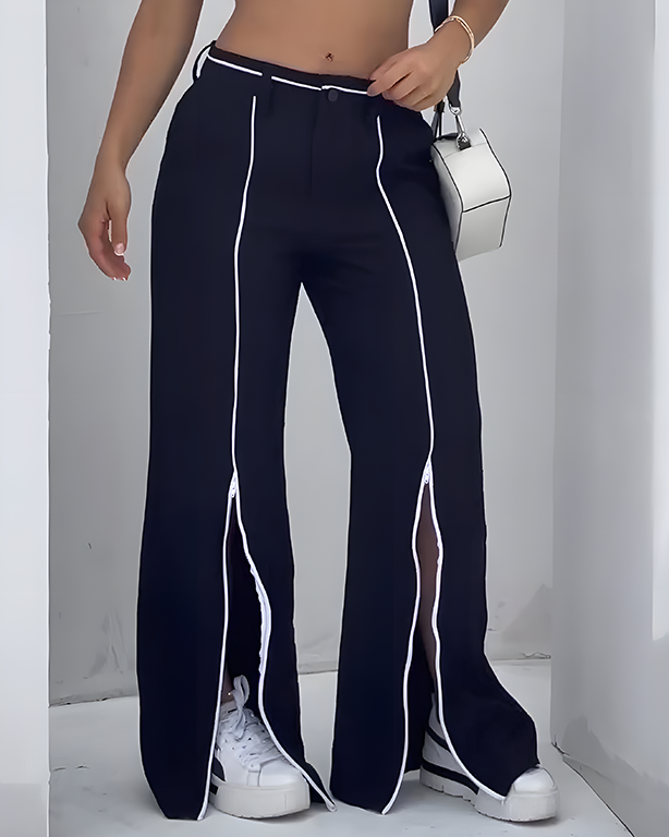 Front Slit Wide-Leg Pants