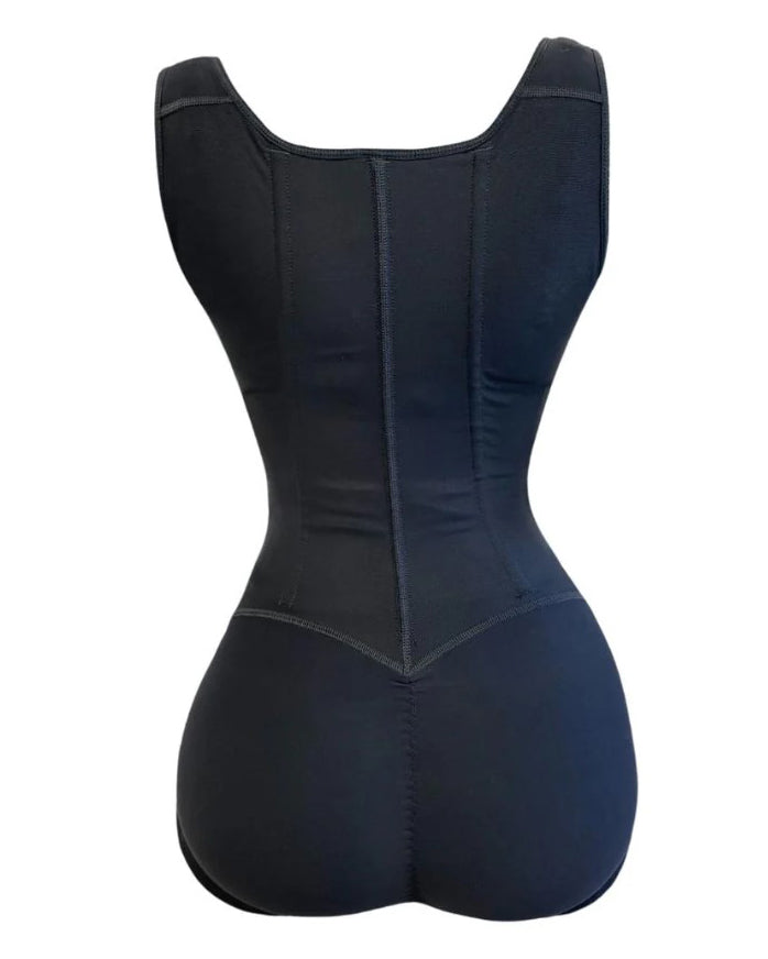 Bauchweg-Bodysuit mit Tanga und Stahlknochen-Muster