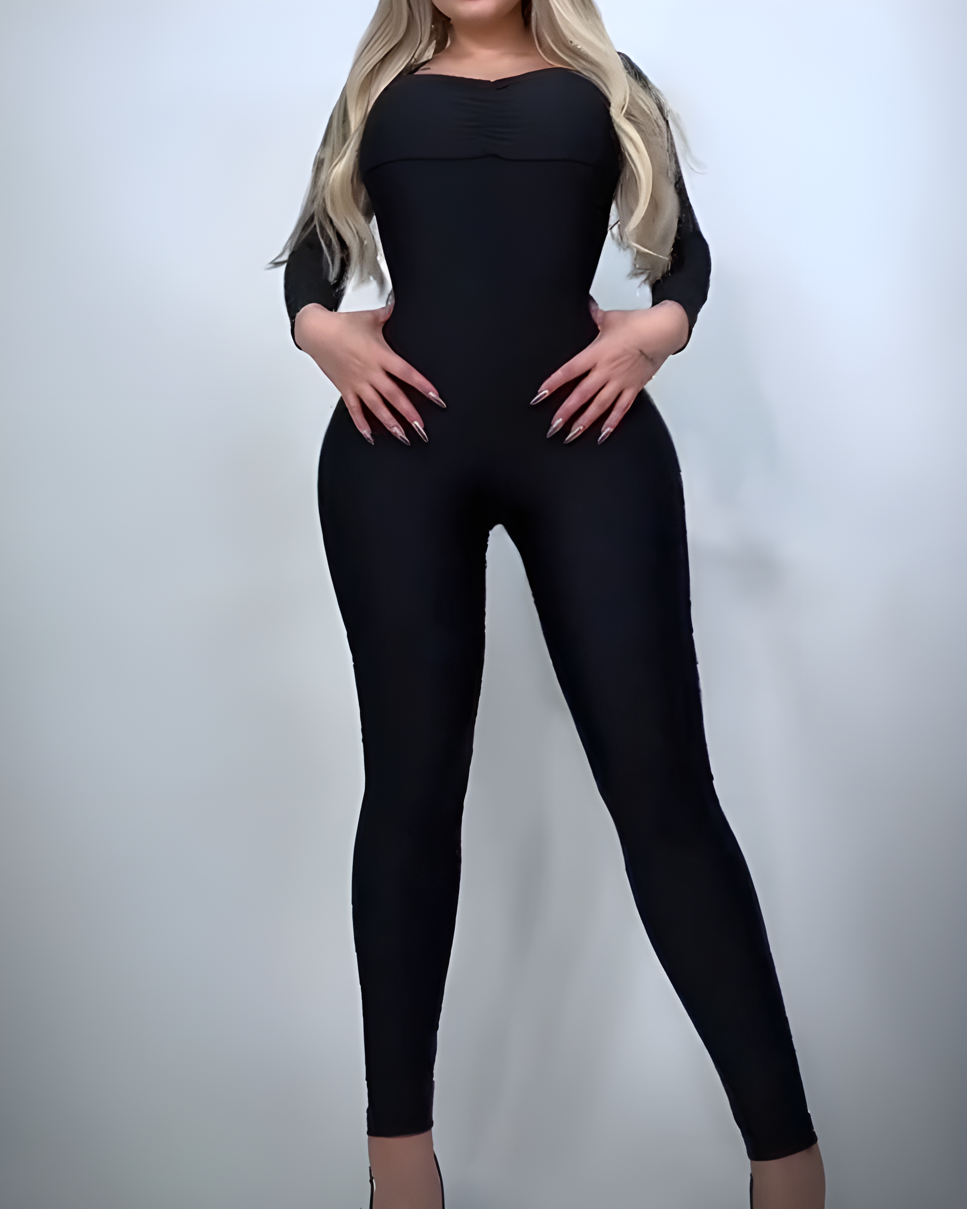 Long Sleeve Round Neck Slim Fit Shapewear Jumpsuit