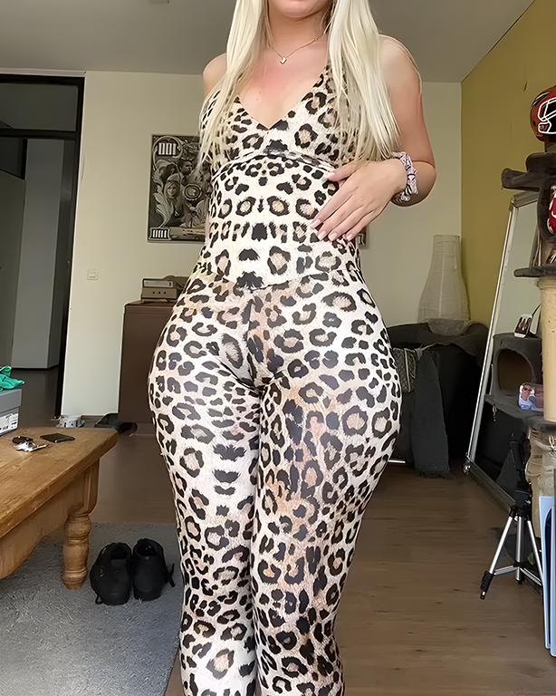 Mono moldeador de abdomen con estampado de leopardo