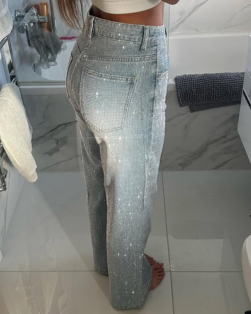 Rhinestone Baggy Jeans