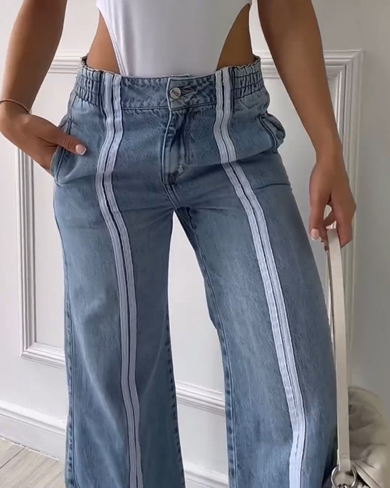 Loose Fit Jeans With Vertical Slits