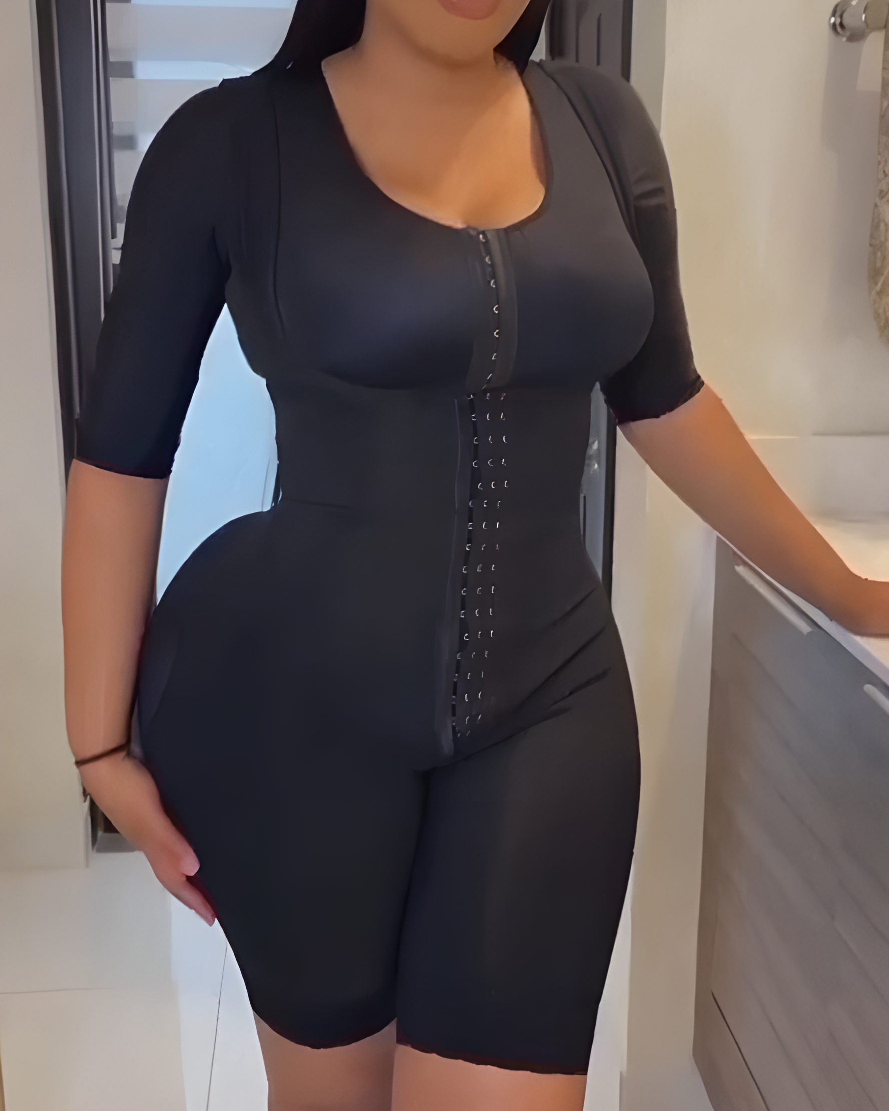 Open Bust Mid-Length Sleeve Strong Support Full Body Shaper