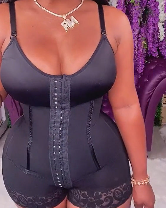 Bodyshaper mit hoher Kompression und Bauchkontrolle für Damen, Haken- und Ösenformer mit BH