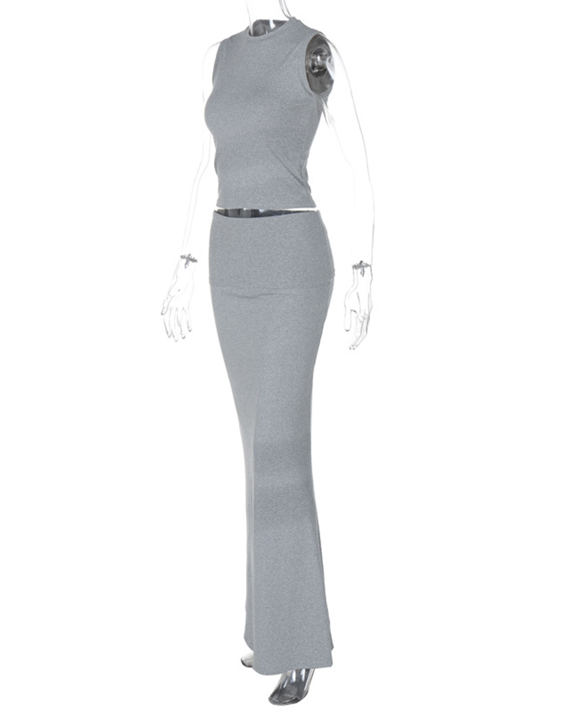 Sleeveless Vest Hip Fishtail Skirt 2-Piece Suit