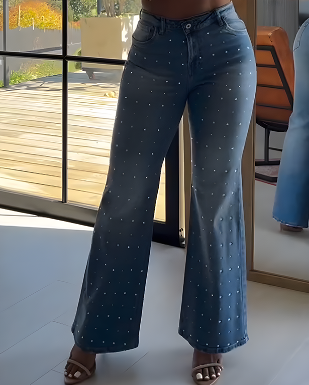 Beaded Straight Jeans