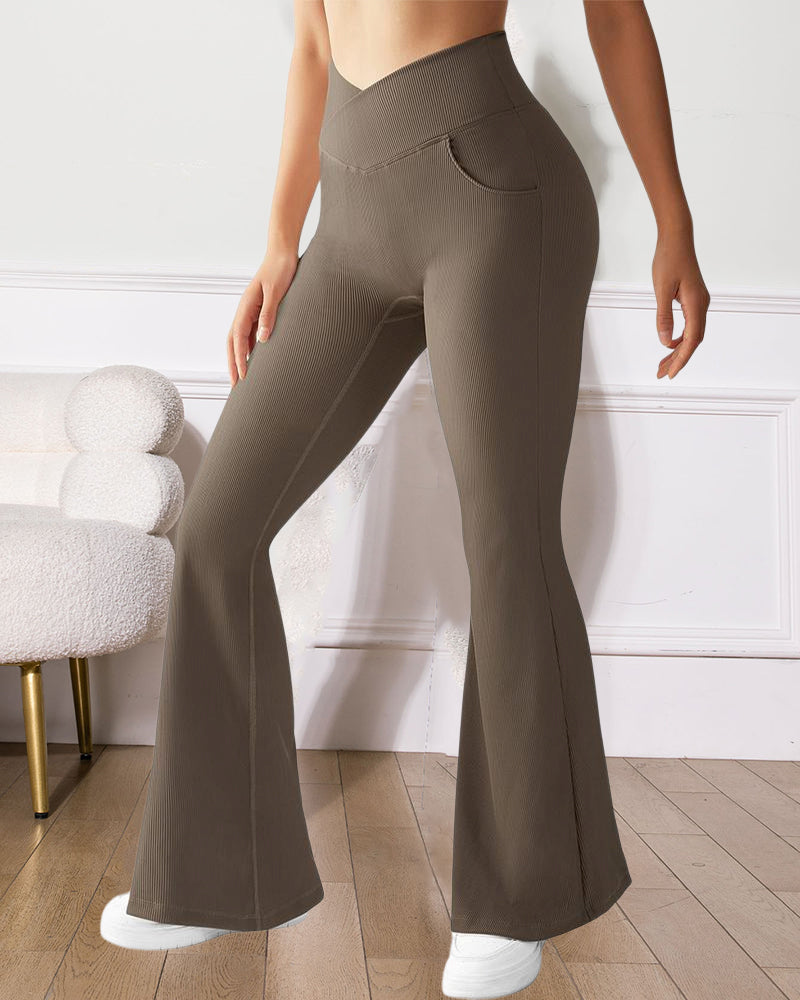 High-waisted Crossover Micro Flare Pants