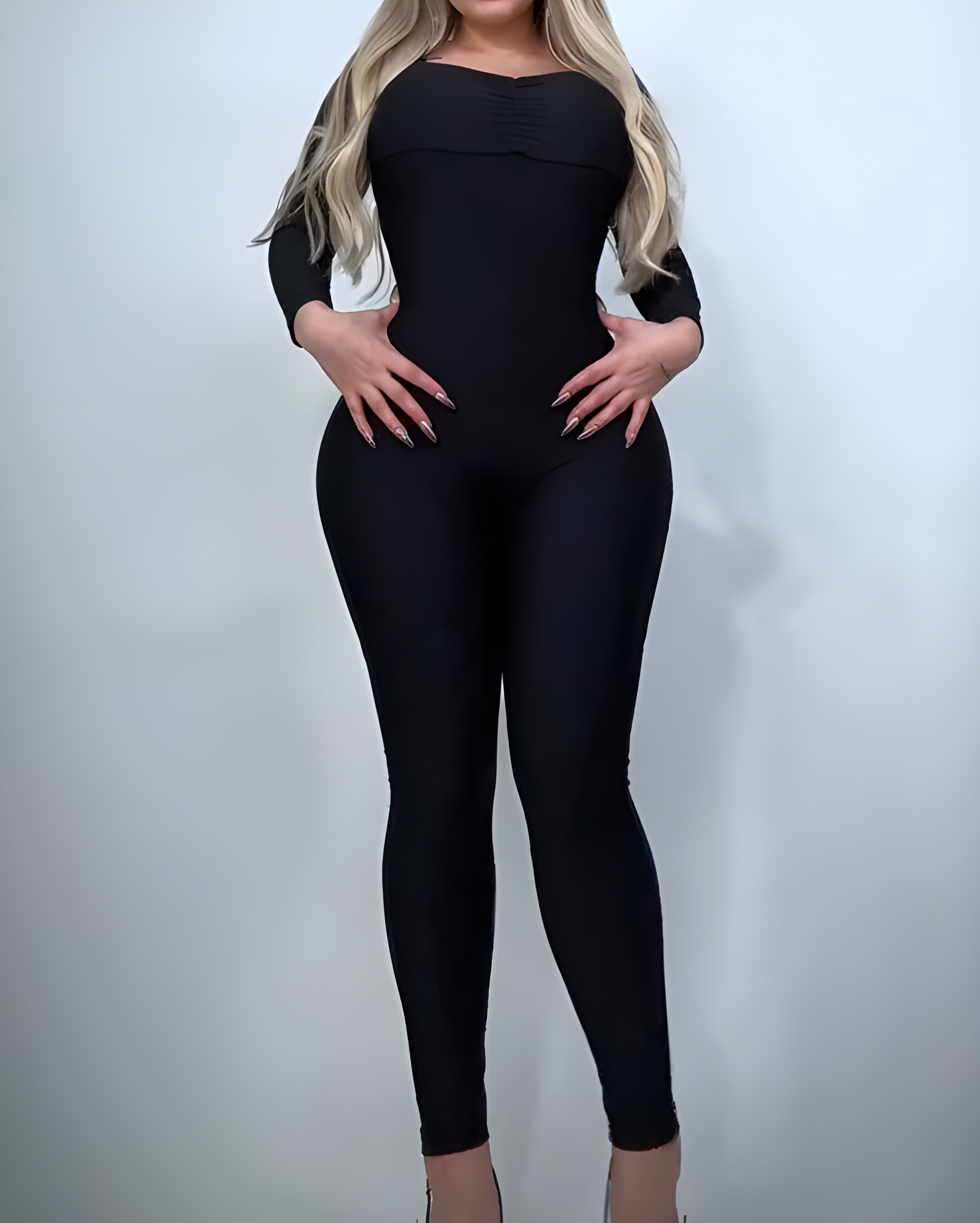 Long Sleeve Round Neck Slim Fit Shapewear Jumpsuit